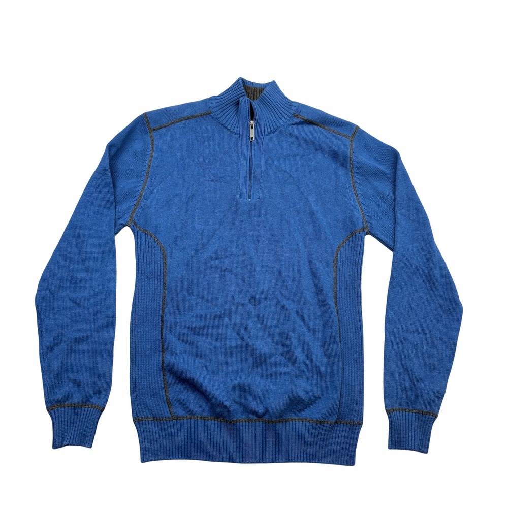 Angelo Litrico Quarter Zip Sweater Mens L Blue Long Sleeve Mock Neck Ribbed Knit